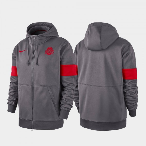 Ohio State Buckeyes Men's Full-Zip 2019 Sideline Therma-FIT Performance Anthracite College Football Hoodie 2404RNGQ0